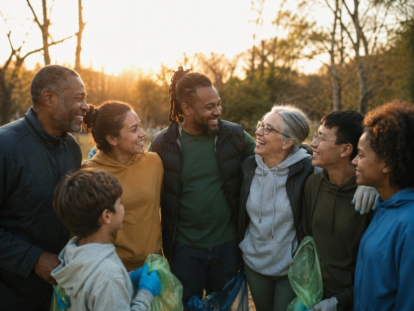 A diverse community team smiling together after an activity